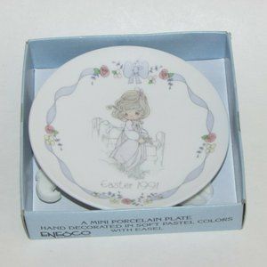 Precious Moments Easter 1991 Mini Collector Display Plate Trinket Dish Vintage